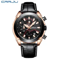 CRRJU Men's Chronograph Quartz Watch men Luxury Date Luminous Waterproof watches Leather Strap Dress Wrist erkek kol sa275f