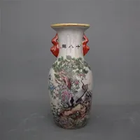 Jingdezhen Antike Keramik Qianlong Pastell Vase 18 Crane Home Dekorationschrank Antike Display Teile Vase Keramik Festival Dezember 174SS