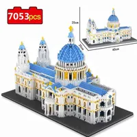 7053pcs Sta Paul's Cathedral Model Bloand Blodgs 3D Лондонский церковный церковный мини -мини -кирпич мировой архитектура Diy Toys G315Y