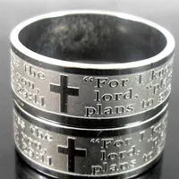 Zespół 50pcs Etch Lords Modlitwa za znam plany Jeremiah 2911 English Bible Cross Cross Stal nierdzewne pierścienie całe modne biżuteria 286M