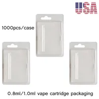 USA Stock 0.8ml 1.0ml Atomizer Blister Clam shell Packaging Vape Cartridge Package 1000pcs Case 2-5 Days Delivery Empty Disposable Vaporizer Pens Retail Box