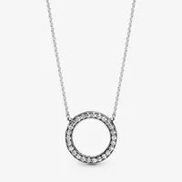 100% 925 Sterling Silver Circle of Sparkle Halskette Mode Mode Hochzeit Engagement Schmuck für Frauen Geschenke3197