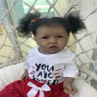 55 cm Nuova pelle nera Saskia con denti rinati Todderl Girl Bambola per bambini Lifeleke Real Touch Full Body Body Afro Afro Afro African Baby Q229S