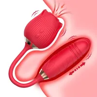Massorger 2 In1 CLITORIS Estimulación Sucking Vagina Sexo Juguetes Rose Vibradores de consolador de silicona para mujeres174Z