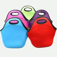 17 kleuren herbruikbare neopreen draagtas handtas geïsoleerde zachte lunchzakken met ritsontwerp voor werkschool snel schip b0819