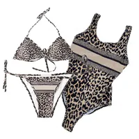 Luxury Womens Swimweus Bikinis Bikini Leopard Swimsuits Textile One Piece Sumping Bareding Abita da bagno Sexy Holiday Beach BRASTS233Y