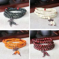 108 Perles 6 mm Naturel Sandal Strand Bouddhiste Bouddha Bois Prière-nœud Black Black Ebony Unisexe Men Bracelets Bangles pour femmes