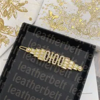 Diamond Letter Hair Clips Luxury Gold Plated Barrettes Women Designer Barrettes Crystal Pearl Hairpin