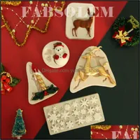 Baking Pastry Tools Christmas Snowflake Candle Snowman Sile Mold Chocolate Deer Cake Non-Stick Kitchen Handmade Drop Deli Yummyshop Dh5Rx