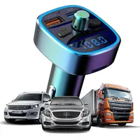 Bluetooth 5 0 Автомобильный адаптер комплект FM передатчик беспроводной радио -музыкальный комплект Cars Blue Circle Amble Light Dual USB -порты Заряды210J