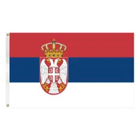 Serbien Flaggen Land Nationales Banner 3x5 ft lebendige Farbe und verblassendes resistentes Banner im Freien Dekoration mit Messingstapfen