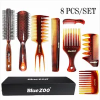 Blue Zoo Amber Combs de 8 pe￧as Terno Resistente ao calor e Anti-est￡tico de ￳leo de petr￳leo Big Back Hair Combs295E