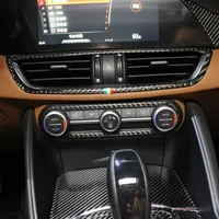 carbon fibre Car Center Air Outlet Frame Decoration Trim Sticker Car-styling For Alfa Romeo Giulia Stelvio 2017 2018 accessories178J