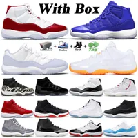 Box Jumpman 11 Basketball Shoes Mens High 11s Royal Blue Cherry 25 주년 우주 공간 잼 로우 콩코드 45 적외선 감귤 남성 스니커 트레이너 크기 36-47
