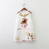 Bebek kızlar elbiseler kolsuz o boyunlu toddler elbise güzel kalp kalp tasarım nakış çocukları kıyafetler bebek elbise246i