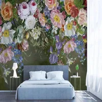 Fond d'écran PO personnalisé Mural 3D Vintage Nostalgique Drawn Rose Flower Bedroom Canapa Fond d'écran pour murs 3 D2622