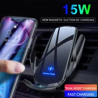 15W Automatic Fast Car Qi Wireless Charger for iPhone 12 Pro Max 11 XS XR X 8 Magnetic USB Infrared Sensor Air Vent Phone حامل الهاتف 180O
