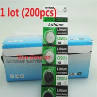 200pcs 1 Lot CR2016 3V Lithium Li Ion Taste Cell Batterie CR 2016 3 Volt Li-Ionen-M￼nzbatterien f￼r Uhr 228V