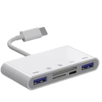 USB HUBS Tipo C Lector de tarjetas C USB-C a SD TF USB3 0 Puertos Conexi￳n 5 en 1 Lectores de tarjetas de memoria inteligentes Adaptador para MacBook Pro Type-2494
