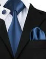Classic Solid Blue Necktie for Men Silk Jacquard Woven Business Tie Hanky Cufflinks Meeting Casual Suit Tie D0326
