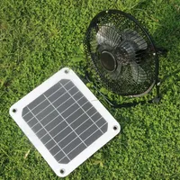 BUHESHUI 8Inch Cooling Ventilation Fan USB 5W 6V Mono Solar Powered Panel Iron Fan For Home Office Outdoor Traveling Fishing1934