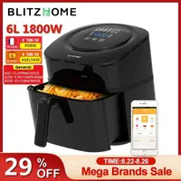 BlitzHome 6L Electric Air Fryer 1800W TouchScreen APP Control timer Deep Fryer Oil-Free 360 Baking Nonstick Toaster BPA Free T220819