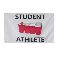 학생 운동 선수 맥주 컵 Pong 3 'x 5'ft 플래그 100d 폴리 에스테르 야외 배너 2 개의 황동 gro269h와 고품질 생생한 색상