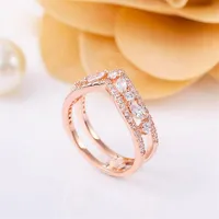 Sparkling Marquise Double Wishbone Band Ring Fit Pandora Jewelry Engagement amantes de la boda Ring325g