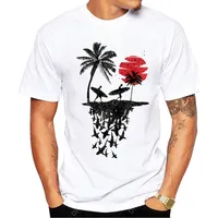 T Shirt Teehub Sıcak Satış Sanat Tasarım Erkekler T-Shirt Yaz Sörf Adası Retro Baskılı Tshirts Kısa Kol O-Yok Komik Tees