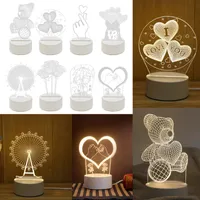 Neuheit Beleuchtung 3D Romantic LED Night Light Acryl Desktop Tischlampe Wohnzimmer Schlafzimmer Dekoration f￼r Valentine Day Frau Giftnovely