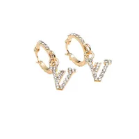 Designers Womens Brand Designer Letters Earrings Stud Crystal Mulheres elegância Temperamental Jóias de festa de casamento de senhoras A319W