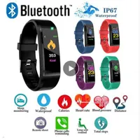 New ID115 PLUS Color Screen Smart Bracelet Sports Pedometer Watch Fitness Running Walking Tracker Heart Rate Pedometer Smart Band226C