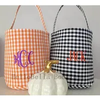 Gift Wrap 10pcs Gingham Halloween Buckets Monogrammed Black Candy Bucket Fall Basket Personalized Trick Or Treat Totes308R