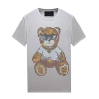 Sommer -Vintage -Strass -Strass -T -Shirt für Männer für Männer mit Designs - Crew Neck Pullover Tops Casual Cotton Mischung