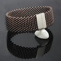 22 mm Weitgewebte Mesh Armbänder Edelstahlketten Silber Farbe Metall Armband Armband für Frauen Schmuck Armband256b