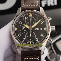 New ZF Top Version Pilot Spitfire Fighter Series Bronze Case 387903 Black Dial Eta A7750 Chronograph Mexerical Watch Watch Sovens3t