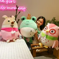 Creative Gifts 50cm Frog Owl Rabbit Dolls Plush Toys Cute Animal Stuffed Toy Drop Christmas New Year Holiday Kids Gifts Ho245d