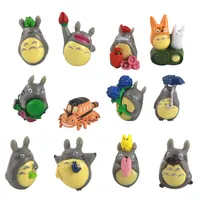 12pcs Set mon voisin Totoro Figure Cadeaux Doll Resin Miniature Figurines Toys PVC PLACTIC Japonais mignon Anime218h
