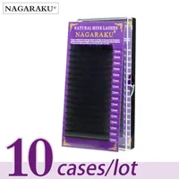 Nagaraku Mink Extensión de pestañas 10 Casos Lot de alta calidad Pestañas individuales de alta calidad CONTRAJAS