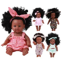 American Reborn Black fait à la main en silicone vinyle doux à vie nouveau-né bébé Doll Toy Girl Christmas Gift C0924296T