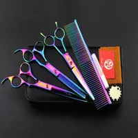 소매 가죽 패키지 Purple Dragon 3 PCS 세트 7 0 Professional Hair Scissors 모발 절단 가위 가위 가위 1977