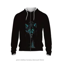 Hoodies للرجال Sweatshirts Animal Graphic 3D Wolf Print Hoodie Sweater Sweatshirt 2022 Fahsion Long Sleeve Tops Zipper Hip Hop Hoo