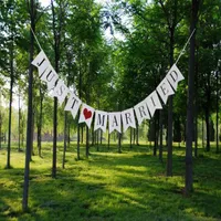 Je viens de marier Bunting Rustic Wedding Banner Garland Party Flags Candy Bar Decoration Event Fournitures de mariage Décoration de mariage 8ZSH144323P
