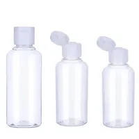 50pcs 10 30 50 60 100 ml Pacote de pl￡stico transparente vazio Glamshell Bottle Bottle Crystal Clear Flip Top Cap recipientes T20157A