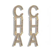 Designer de luxe de mode populaire exag￩r￩ Big Letter Pearl Cha Long Drop Chandelier Chandelier Moucles d'oreilles pour femmes Gold Silver282k