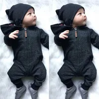 0-24M Roupos de menino bebê bebê quente manga longa zíper macacão recém-nascido suéter de menina com capuz