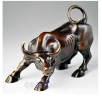 5 5 Big Wall Street Bronze Fierce Bull Ox Statue262G