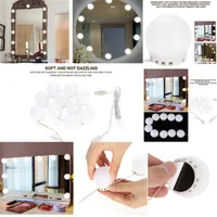 10 Bulbs Vanity LED Makeup Mirror Lights Dimmable Bulb Warm Cold Tones Dressing Mirror Decorative LED Bulbs Kit Makeup Accessory201S