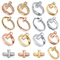 Tiff Luxury Jewelry Designer Band Band Rings 925 Silver Cz Diamond Letter T Men Mujeres Accesorios de moda de boda