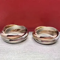 Fashion Three Rings, pareja, anillo de pareja para hombres, moda de estilo simple con tres colores anillos de amor de oro rosa 258m